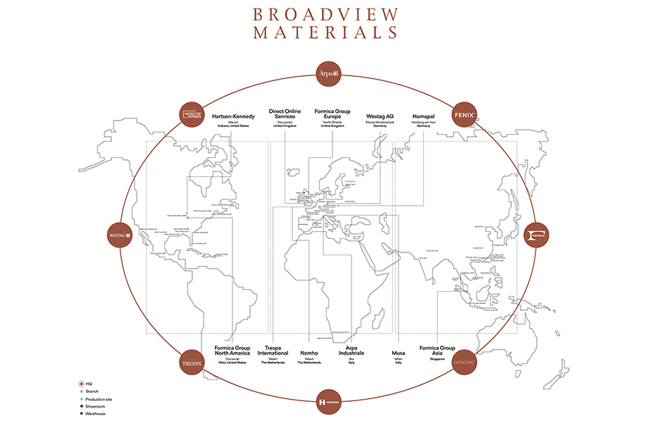 Carte du monde Broadview Materials